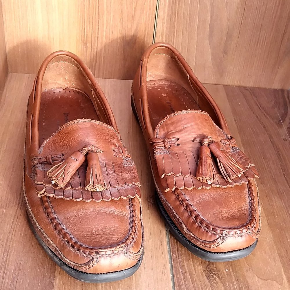 JOHNSTON & MURPHY SIGNATURE LEATHER LOAFER BROWN TASSEL